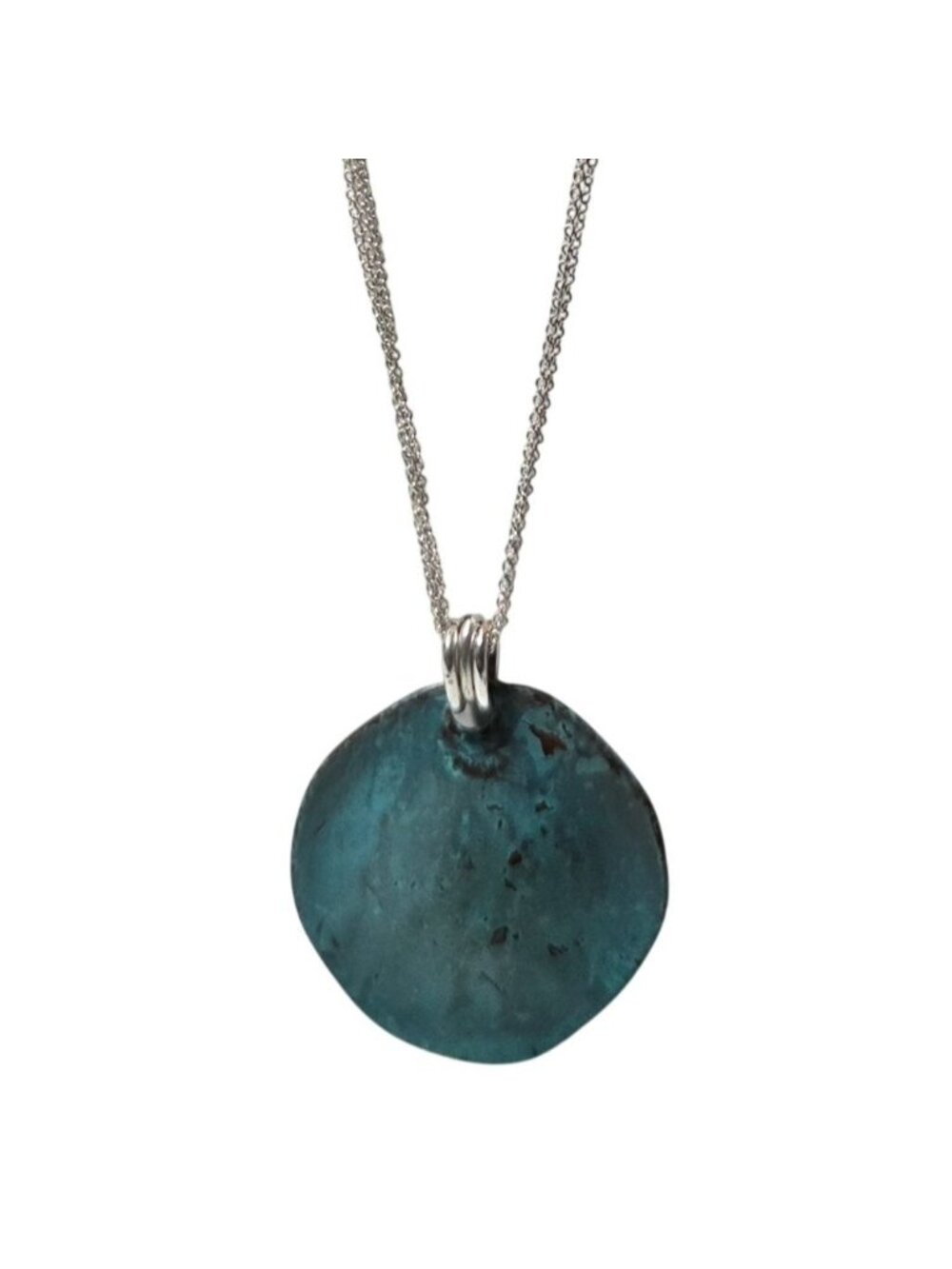 ALM Soho Artisan Aqua Patina Pendant Necklace Boho Rustic Fashion Jewelry Women
